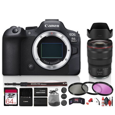 Canon EOS R6 Mark II Stop Motion RF 24-70mm L 64GB Filter Kit Card Reader Bundle