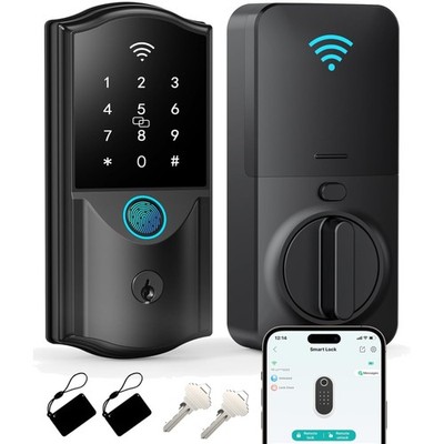 WiFi Smart Lock for Front Door   Keyless Entry Electronic Deadbolt with Biome...