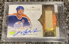 2017-18 UD Splendor Mark Messier Gold Auto Stick /5 Edmonton Oilers NHL