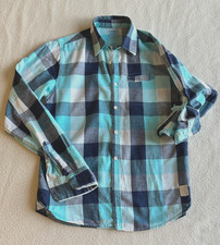 Blue Plaid LINEN Button Down Shirt by Scotch  Soda, Small, PRISTINE Cond.