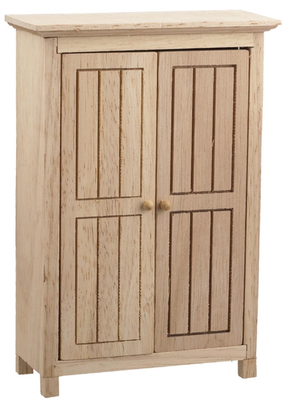 Dolls House Bare Wood Beadboard Wardrobe Unfinished Armoire Bedroom Furniture