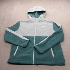 Nike Thermal Hoodie Girls XL Colorblock Fleece Jacket Teal Full Zip Up Pockets