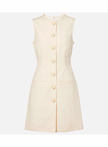 Veronica Beard Ivory Solid Sleeveless Button-Front Round Neck Mini Dress 12