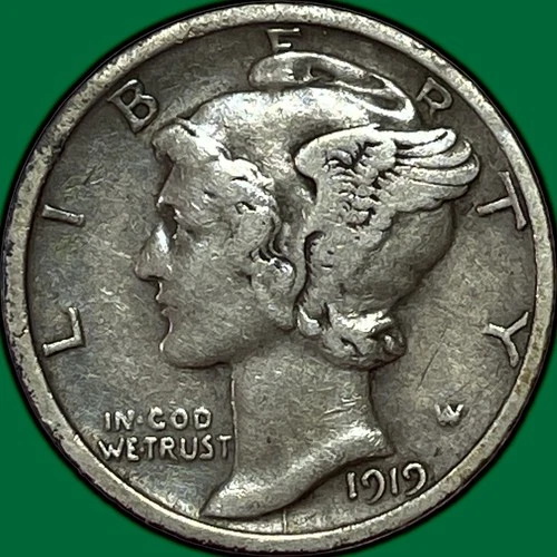 1919-D Mercury Dime Choice Very Fine VF+ Coin #34619