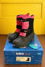 Totes Kids Jillian Black Pink Winter Snow Boots Waterproof Shell Size 3 Medium