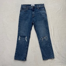 Abercrombie Kids Jeans Boys 15/16 Blue Straight Distressed Knee Medium Wash Soft
