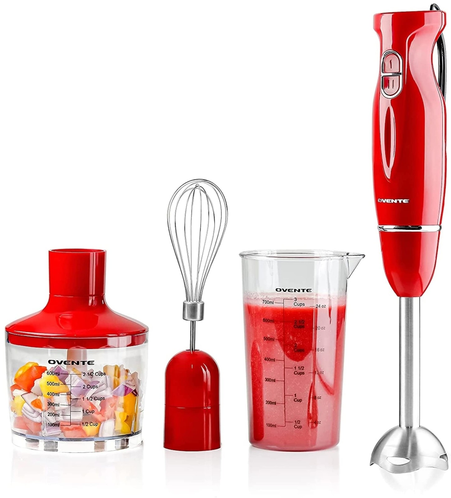 Hand Blender Set 300W Corded Small Red with Attachment machi