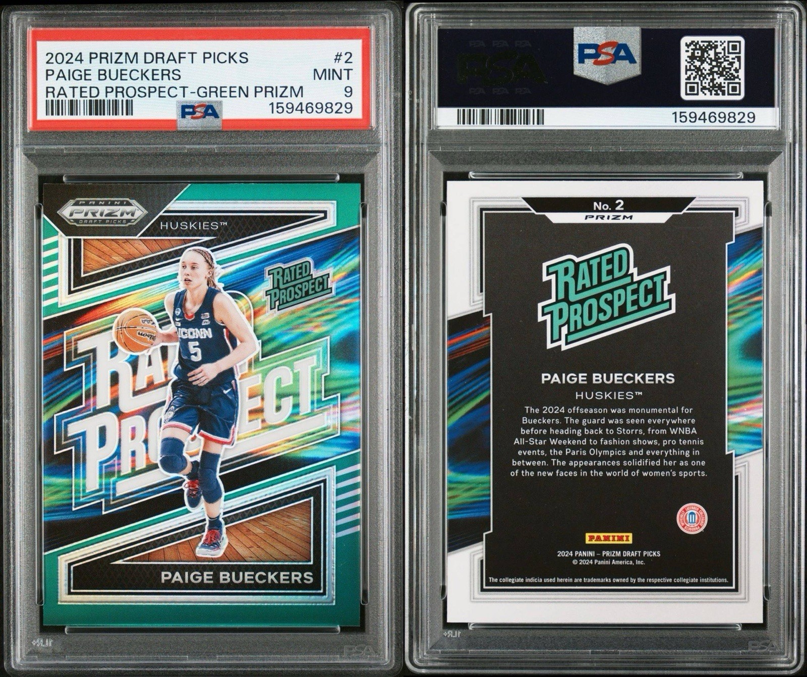 2024 PRIZM DRAFT PICKS #2 PAIGE BUECKERS RATED PROSPECT-GREEN PRIZM PSA 9 view 4