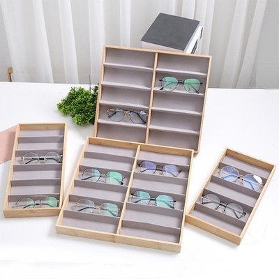 Bambus Sonnenbrille Organizer Brillen Display Box Tablett Stapelbar Brillen