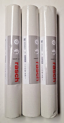 3 Rolls 555820 Lirico Rasch Wallpaper, White 21''x11yd per roll