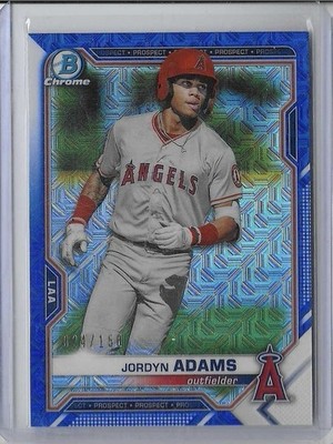 Topps 2019 Bowman Chrome Prospects Jordyn Adams Angels BCP-30 Blue Mojo /150