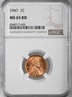 1947-P  1C LINCOLN WHEAT CENT "PHILADELPHIA MINT" NGC MS65 RD (RED)# 8340717-429