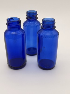 Vintage Bromo-Seltzer Cobalt Blue Glass Bottles 1911-1950 Lot Of 3 Bottles