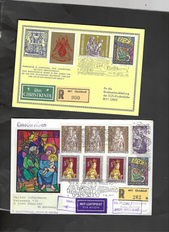 AUSTRIA-COVERS-CACHETS-MODERN-1970 ISH-XMAS THEME-LOT OF 6-VF-#73