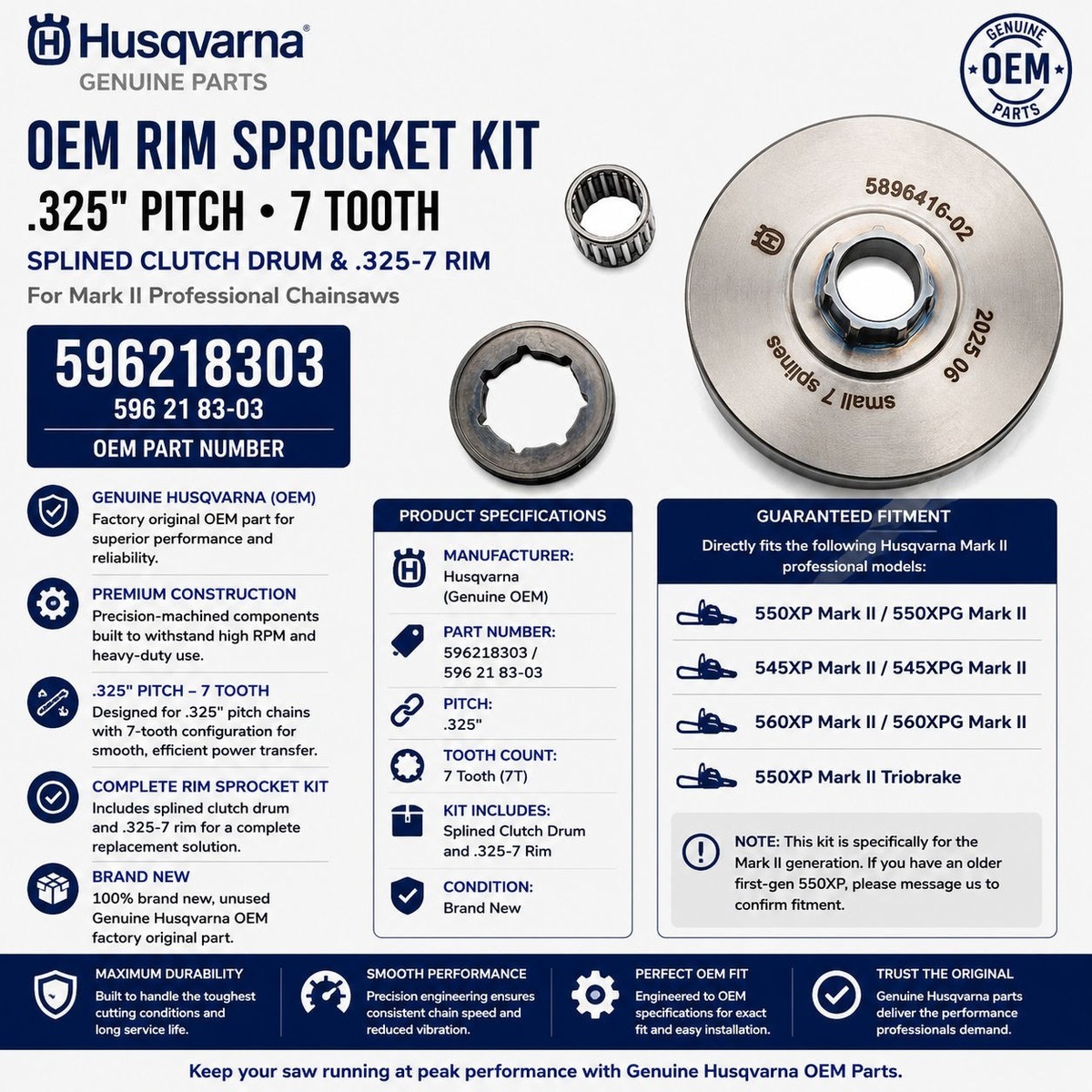 Husqvarna 596218303 Rim Sprocket Kit .325