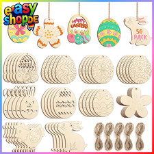 Holzanhänger 50 Stück Ostern Basteln Unvollendete Eier Hasen Blumen