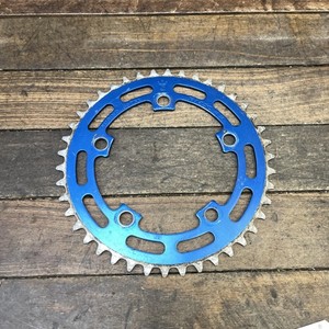 Vintage Sugino BMX 42T 110 BCD 5-Bolt Blue Alloy Chainring Sprocket Made Japan