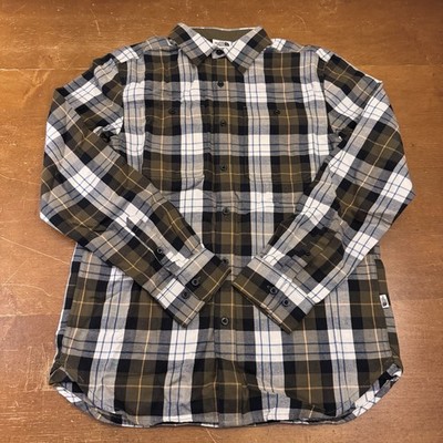 The North Face Shirt Mens Small Green Button Up Flannel Long Sleeve Hiking