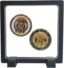 Challenge Coins Display Frame, Clear 3D Floating Holder, Small Shadow Box for Me