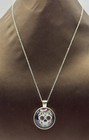 Silver Tone Sugar Skull Glass Cabochon Pendant Necklace Gothic