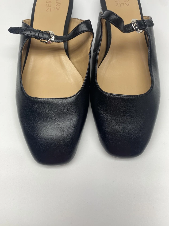 Naturalizer Connie Mujer Talla 11 W Negro Mary Jane Sin Cordones Planos Cuero Foto 4 de 4