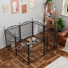 Dog Playpen Indoor 32"8 Panels Metal Dog Pen Pet Dog Fence Outdoor Exercise Pen