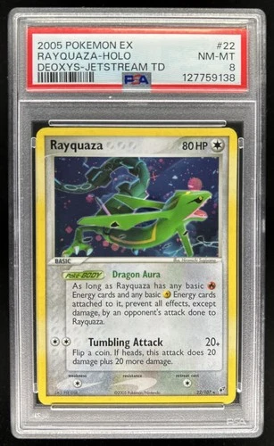 2005 Pokemon EX Deoxys Rayquaza Holo Rare #22/107 PSA 8