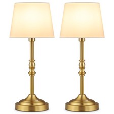 Set of 2 Rechargeable Cordless LED Table Lamps, 4-Level Dimmer, Bronze Portab...