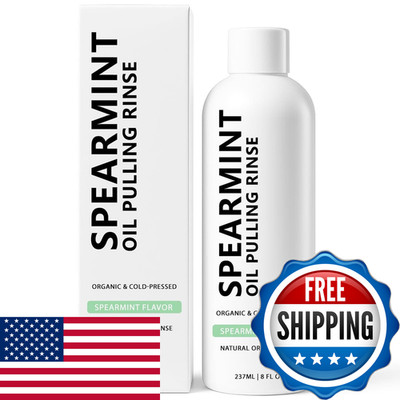 Hlonns Spearmint Oil Pulling Rinse Cold-Pressed Coconut Oil For Whitening Teeth