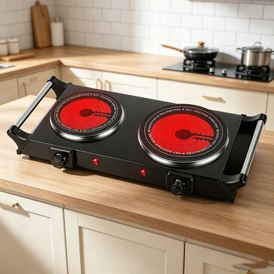 iMounTEK Portable Electric Single/Double Burner Hot Plate Stove for Cooking