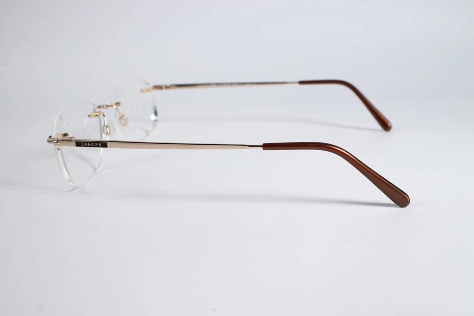 Jaeger Eyeglasses 245 Mens Gold C10 Rimless Titanium Eyewear Glasses Frames - Image 3 of 4