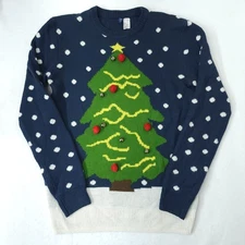 Ugly Christmas Sweater Womens Small Holliday Tree Jingle Bell Wool Blend Novelty