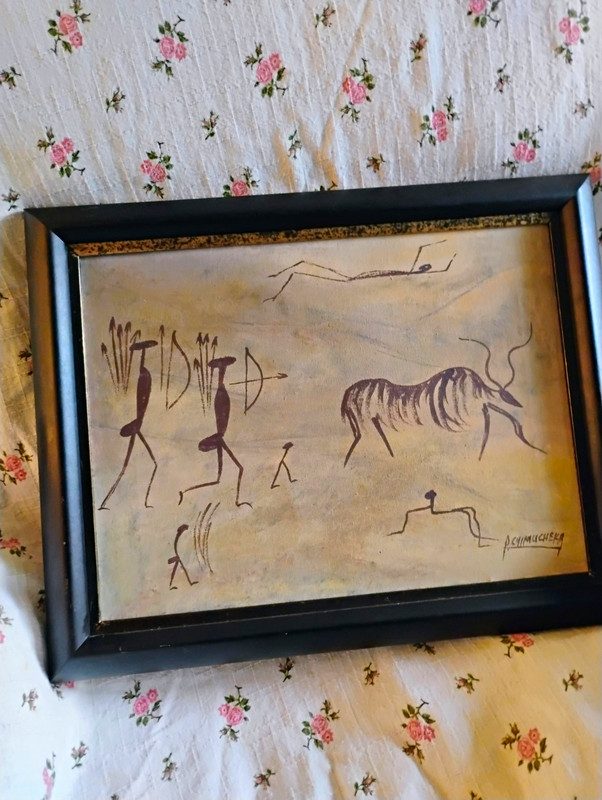 VINTAGE Chimuchaka 1950-1980 Collectors Edition Signed Canvas Painting Zimbabwe