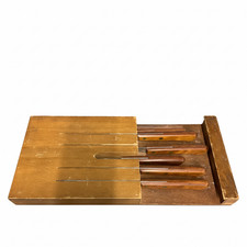 Knife Set Wooden Wall Holder Brown Steak Carving Set Serrated