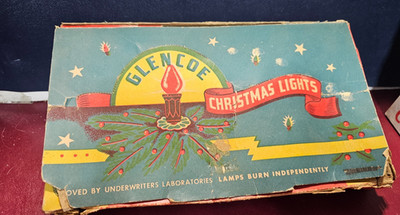 Vintage GLENCOE Christmas Tree C-7 String Lights - 7 Light Santa Claus GE Bulbs