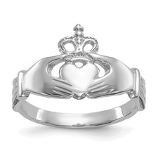 14k White Gold Polished Claddagh Ring Sz 7 2.46 g