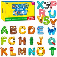 SpriteGru Large Animal ABC Magnetic Letters for Fridge Colorful Uppercase