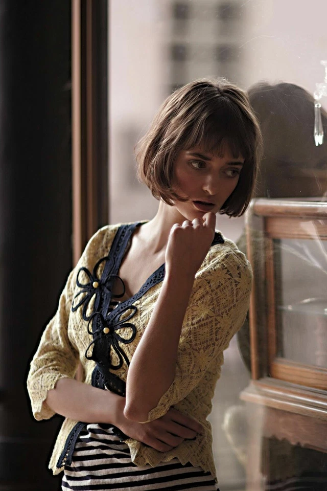 New Field Flower Midnight Daisy Cardigan Size Small Yellow Navy Anthropologie - Image 3 of 4