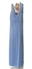 David’s Bridal long mesh Dress With Cowl Back Detail Light Blue