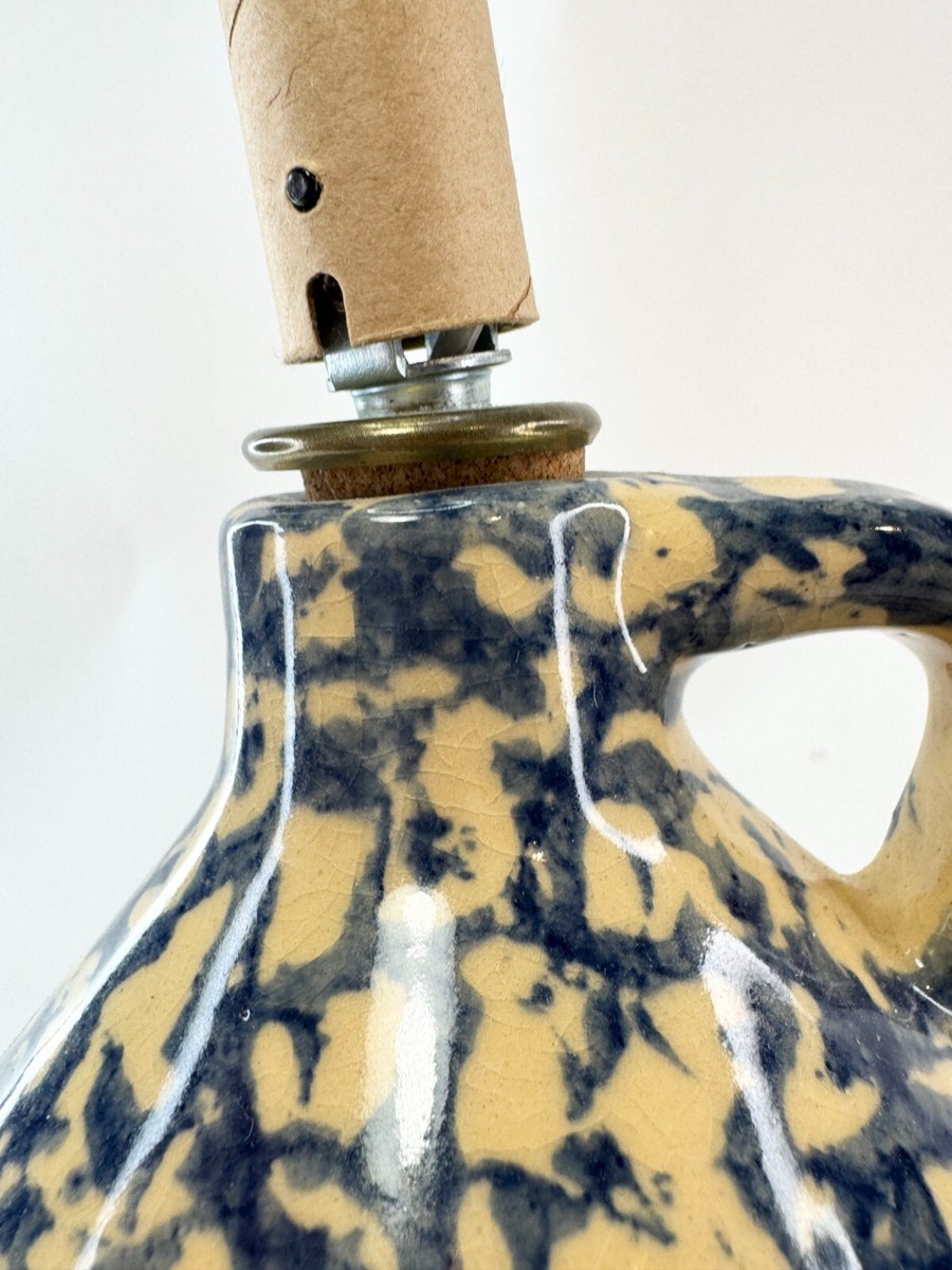 Alpine Pottery Roseville Ohio Spongeware Jug Electric Lamp Heart