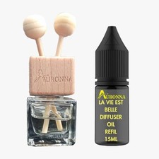 Car Air Freshener – Wooden Cap & Cube Bottle + Free Refill