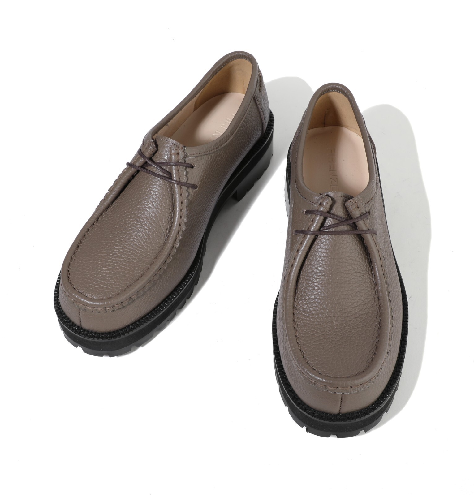 SAOLA Scarpe da derby Firenze Atelier da uomo Embo cachi marrone pelle wallabee moc punta