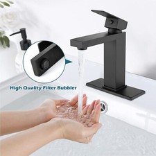 Waterfall Bathroom Sink Faucet Single Handle Hole Vanity Mixer Taps with Cover