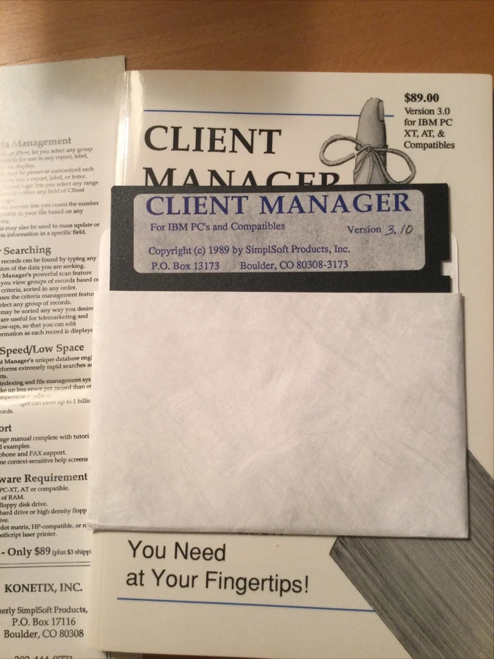 New. Unused. CLIENT MANAGER .Vintage. SimpleSoft Products Inc - Image 4 of 4