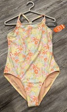 NWT Wonder Nation Girl's Lemonade Swim Lined One Piece Swimsuit L 10-12 Plus