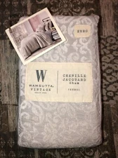 New Wamsutta Vintage Chenille Jacquard Euro Pillow Sham MSRP $60 Gray/Grey