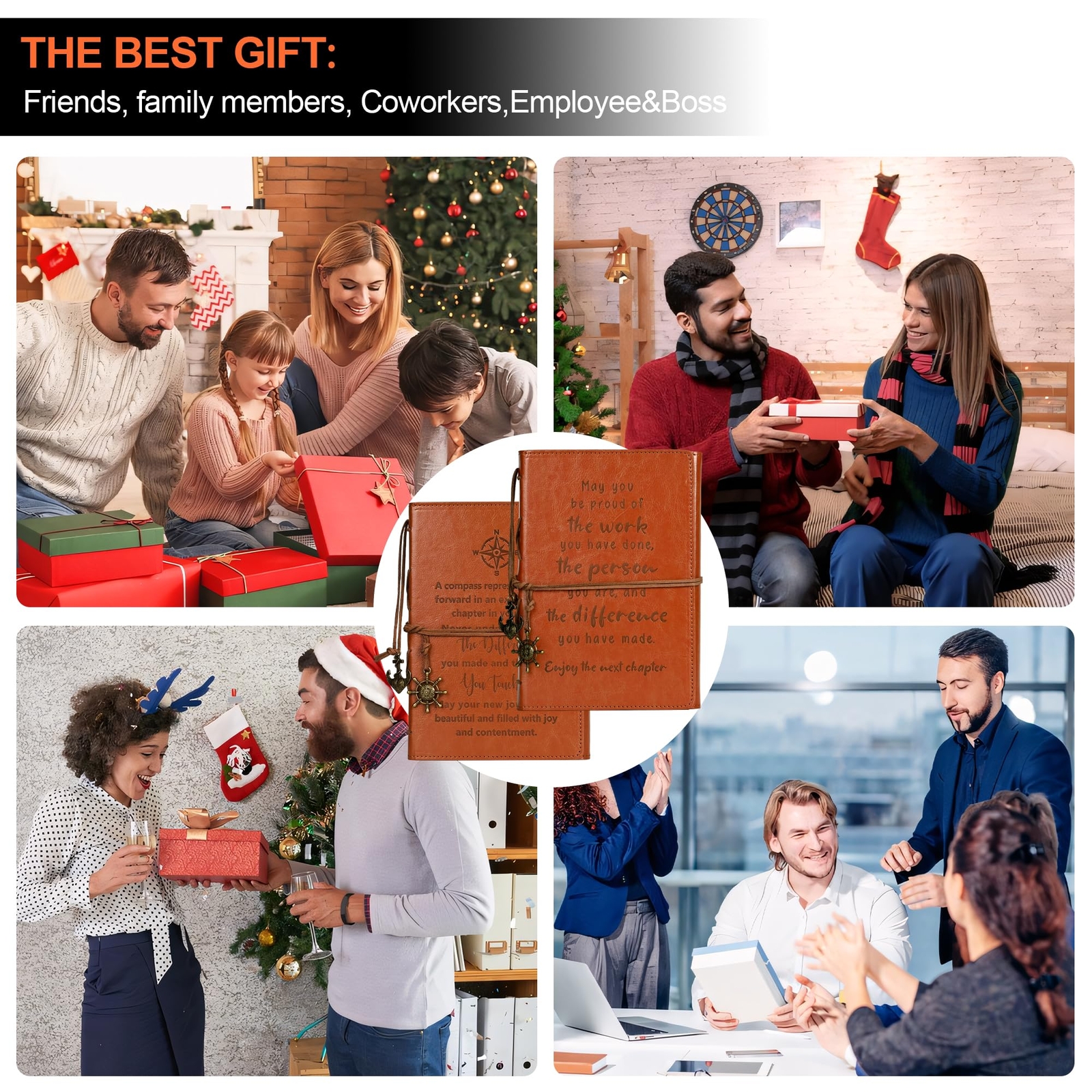 Leather Journal Notebook Retirement Gift For Woman Man Coworker Going Away Th...