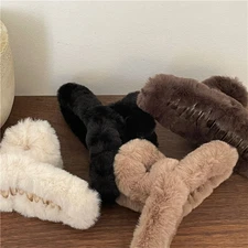 Imitation Fur Big Shark Clip Milk Coffee Color Series Hair Accessories DIY