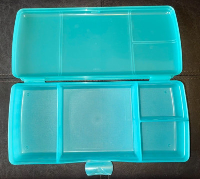 NEW Tupperware Lunch N Things Divided Container Organizer Bento Box Aqua 11 x 5 