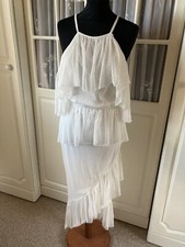 pretty little thing white lace long dress sz 12 Bnwt 